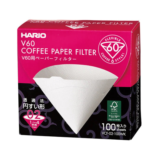 ハリオ V60用ペーパーフィルター VCF-02-100WK 100枚箱入り